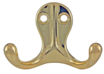 Twin Coat Hook Brass Plated