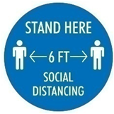 Social Distancing Floor Decal Blue/White 8" Round