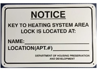 Key To Heating System Sign Metal 9" x 6"