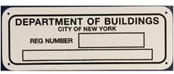 Dept. Of Building Reg. Sign Metal 7" x 3"