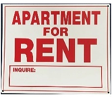 Apartment For Rent Sign Metal 12" x 10"