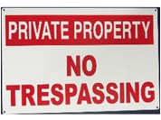 Private Property No Tres. Sign Metal 18" x 14"