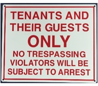 Tenants & Guests Only Sign Metal 12" x 10"