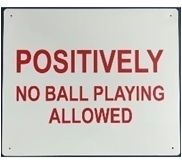 Posit. No Ball Playing Sign Metal 18" x 12"