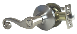 Scroll Lever Handle Privacy / Bedroom Lockset Brushed Nickel