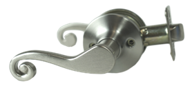Scroll Lever Handle Passage Lockset Brushed Nickel