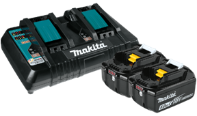 Makita Battery 2 Pack and Dual Port Charger 5.0 AH 18V Lithium-Ion