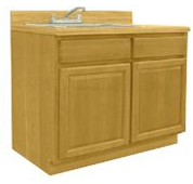 Country Oak Raised Panel Sink Base Cabinet