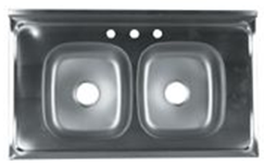 One Piece Double Sink / Counter Top Stainless Steel 42"