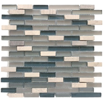 Mosaic Wall Border Glass and Stone S.F. Sheet Gray