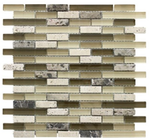 Mosaic Wall Border Glass and Stone S.F. Sheet Mocha
