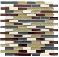 Mosaic Wall Border Glass and Stone S.F. Sheet Burgundy