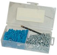 Plastic Anchor Kit W/Screws & Bit 1/4" 100/Pk
