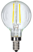 LED Globe Light Bulb Candelabra Base G16-1/2 2.5 = 25W Clear