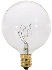 Globe Light Bulb Candelabra Base G16-1/2 Clear