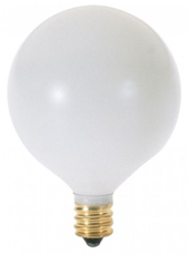 Globe Light Bulb Candelabra Base G16-1/2 White