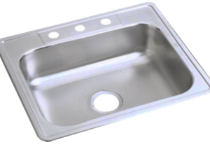 Kitchen Sink 25" x 22" 3 Hole * Stainless 6" Deep