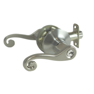 Scroll Lever Handle Entry Lockset Brushed Nickel