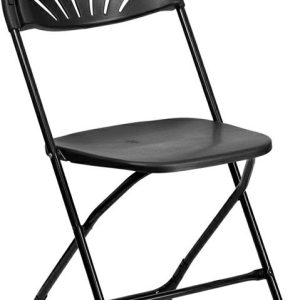Chair/Folding Plastic Fanback- Black