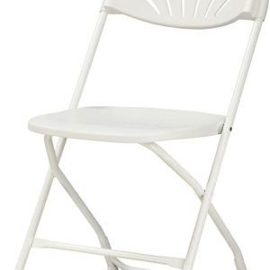 Chair/Folding Plastic Fanback - White