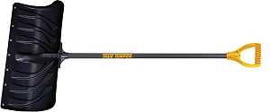 True Temper 1603500 Snow Pusher, 24-1/2 in W Blade, Polyethylene Blade, Steel Handle, D-Shaped Handle, 38.3 in L Handle