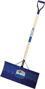 Garant YAP24DRU Snow Pusher, 24 in W Blade, Aluminum Blade, Wood Handle, D-Shaped Handle, 42 in L Handle, Blue