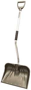 Rugg 26PBSLW-S Snow Shovel and Pusher, 18 in W Blade, Polyethylene Blade, Aluminum Handle, D-Shaped Handle, Silver