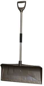 Rugg 35PLW-S Snow Pusher, 27 in W Blade, Polyethylene Blade, Aluminum Handle, D-Shaped Handle, 36 in L Handle, Blue