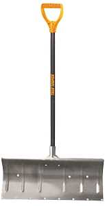 True Temper 1640000 Snow Pusher, 24 in W Blade, Aluminum Blade, Wood Handle, D-Shaped Handle, 48 in L Handle