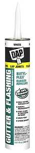 DAP Butyl-Flex 18184 Gutter and Flashing Sealant, White, Paste, 10.1 fl-oz Cartridge
