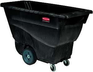 Rubbermaid FG9T1300BLA Utility Tilt Truck, 450 lb Load, 13.5 cu-ft, 4-Caster, Black, 57-3/8 in OAL, 26-7/8 in OAW