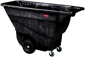 Rubbermaid FG9T1400BLA Tilt Truck, 850 lb Load, 13.5 cu-ft, 4-Caster, Black, 57-3/8 in OAL, 26-7/8 in OAW