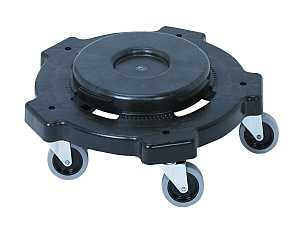 Continental Commercial 3255 Trash Can Dolly, 20 to 55 gal, Polyethylene, Black