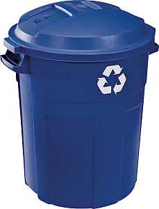Rubbermaid 1792641 Recycle Trash Can, 32 gal Capacity, Plastic, Blue