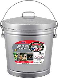 Behrens 6110 Locking Lid Can, 10 gal Capacity, Galvanized Steel, Silver