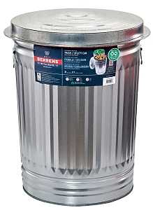 GARBAGE CAN W/LID GALV 31 GAL