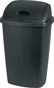 Sterilite 10889004 Waste Basket, 13.2 gal Capacity, Plastic, Black, 27 in H