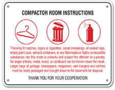 COMPACTOR CHUTE WARNING SIGN