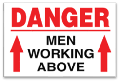 DANGER MEN WORKING ABOVE SIGN