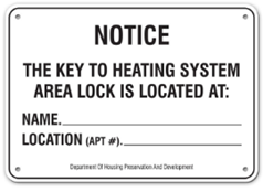 KEY TO HEATING SYSTEM SIGN