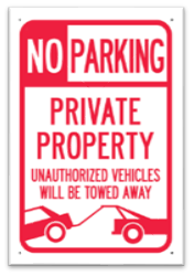 NO PARKING PRIVATE PROPERTY TOW AWAY SIGN
