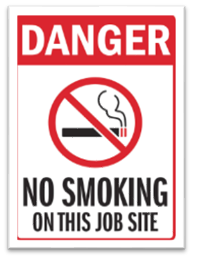 NO SMOKING ON THIS JOB SITE SIGN