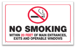 NO SMOKING WITHIN 20 FEET OF BUILDING ENTRANCE AND WINDOWS