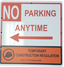 NYC DOT NO PARKING ANYTIME ARROW LEFT