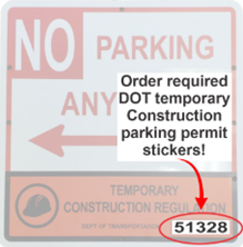 NYC TEMP CONSTRUCTION DOT PARKING PERMIT STICKER