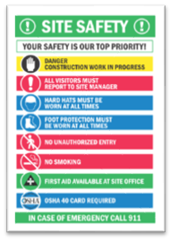 SITE SAFETY SIGN, 44" x 30"