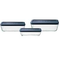Pyrex 6004023 Food Storage Container Set, Glass/Plastic, Blue