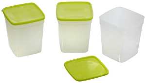 Arrow Plastic 4405 Storage Container, 1 qt Capacity, Plastic, Clear, 4-1/4 in L, 4-1/4 in W, 7-1/4 in H