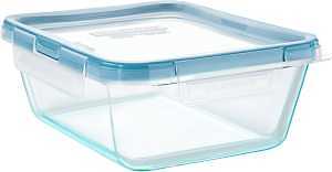 Snapware 1126786 Storage Container, 64 oz Capacity, Glass, Clear, 7-1/4 in L, 9.13 in W, 3-1/2 in H