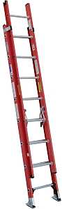 Werner D6216-2 Extension Ladder, 15 ft H Reach, 300 lb, Fiberglass